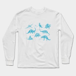 Dinosaur Montage (Blue) Long Sleeve T-Shirt